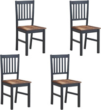 Set of 4 Dining Chairs, Dining Room Side Chair with Slat Back, Rubber Wood Legs - Mumbai - India