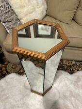 Postmodern Mirrored Hexagon Pedestal With Wooden Trim Stand - Mumbai - India