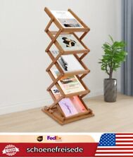 5 Layers Bamboo Magazine Rack Foldable File Shelf Pop-up Book Stand Home/Office - Mumbai - India