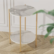 WISFOR Round Marble Coffee Tables White Corner Table 2-Tier Storage 21.65 Tall - Toronto - Canada"