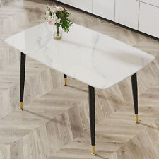 Modern minimalist dining table. White imitation marble pattern desktop - Bloomington - US