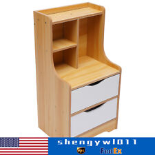 Bedroom End Side Bedside Table Nightstand Organizer with 2 Drawers Storage Wood - Chino - US