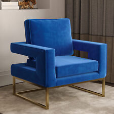 Velvet Accent Chair w/ Stainless Steel Base, Black/Blue/Green/Grey - Mumbai - India