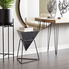 Minimalist Wood Inverted Pyramid Geometric Accent Table with - US