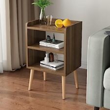 Nightstand, Mid-Century Modern Bedside Tables with Storage Shelf, Minimalist ... - Eugene - US