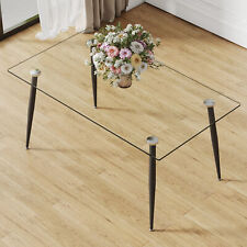 Modern minimalist rectangular transparent tempered glass dining table - Mumbai - India