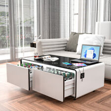 Smart Coffee Table+Built-in Fridge, Bluetooth Speaker, Wireless Charging Modern - US