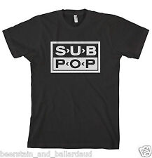 Sub Pop Logo T-shirt black BRAND NEW CLASSIC! Professionally made and printed