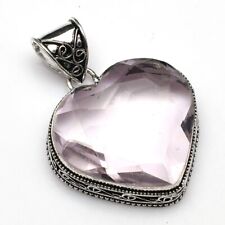 Pink Topaz Gemstone Antique Design Heart Pendant Jewelry Wedding Gift NP 182