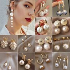 Elegant Pearl Crystal Ear Stud Earrings Drop Dangle Women Wedding Jewelry Gift