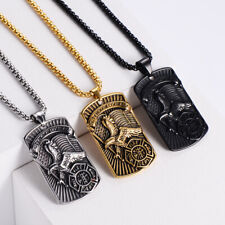 Mens Stainless Steel Fireman Firefighter Eagle Pendant Necklace Jewelry