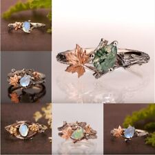 Vintage Women's Fashion Twig Maple Leaf Ring Set Wedding Party Jewelry Size 5-10