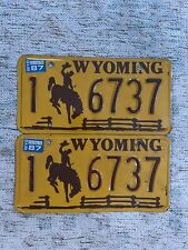 Wyoming 1987 License Plate Vintage Auto Natrona Co Man Cave Collector Decor