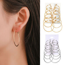 6 Pairs Simple Vintage Multiple Sizes Big Circle Earrings for Women Jewelry Gift