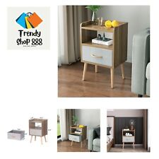 NightStand with Fabric Drawer, Bedside Table with Solid Wood Legs, Minimalist... - Mumbai - India