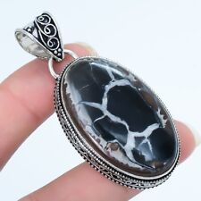 Mud Crack Fossil Gemstone Handmade Ethnic Silver Jewelry Pendant 2.2 PSL4671"