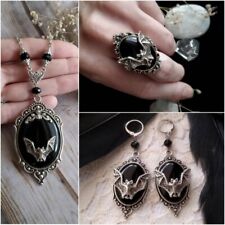 Gothic Vampire Bat Pendant Women Ring Earrings Necklace Party Band Jewelry Gifts