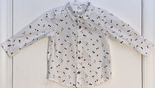 Old Navy Baby Boy's Sz 18-24M Top Long Sleeve Button Down Ivory Forest Pattern