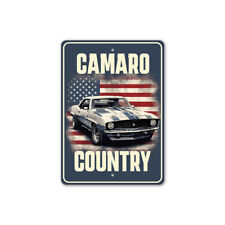 Chevy Camaro Country USA Flag Sign Chevrolet Automotive Car Man Cave Sports