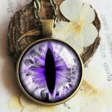 Purple Dragon Cat Eye Necklace Pendant Fantasy Color Photo Art Jewelry