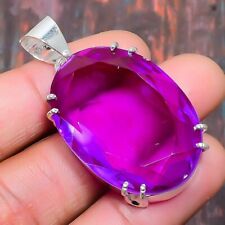 Pink Amethyst Gemstone Handmade Gift Jewelry Pendant 1.77 W914"