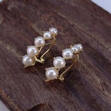 PERFECT AAA++ NATURAL REAL WHITE PEARL STUD EARRINGS FASHION JEWELRY