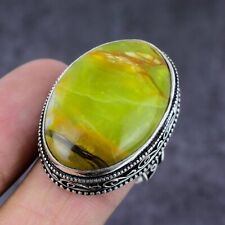 Green Opal Gemstone Handmade 925 Sterling Silver Gift Jewelry Ring Size 9 T279