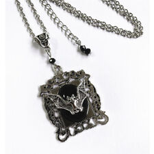 Vintage 925 Silver Gothic Bat Pendant Necklace Women Vampire Witch Jewelry Gifts