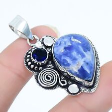 Sodalite, Blue Sapphire Gemstone Handmade Silver Jewelry Pendant 1.7 PRJ17306"