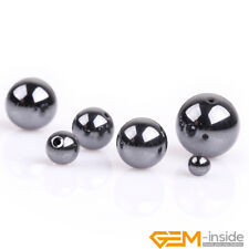 Natural Black Hematite Gemstone Loose Half Drilled Jewelry Making Beads 10 Pcs