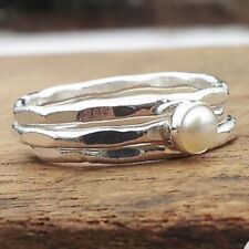 Pearl Gemstone 925 Sterling Silver Best Spinner Ring Beautiful Jewelry B-689