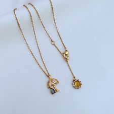 Gold Plated Kate Jewelry Spade Umbrella Pendant CZ cut crystals Necklace