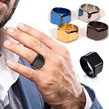 Men Stainless Steel Square Signet Ring Pinky Thumb Rings Dad Father Jewelry Gift