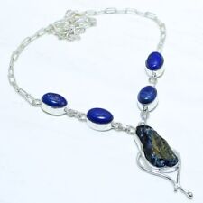 Titanium Biwa Pearl, Lapis Lazuli Gemstone Silver Jewelry Necklace 18 NRJR3768"