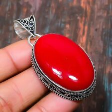 Italian Red Coral Gemstone Handmade Gift Jewelry Pendant 2.17 S529"