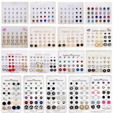 12/20Pairs Crystal Rhinestone Pearl Earrings Set Stud Women Jewelry Wholesale