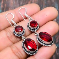 Mozambique Garnet Gemstone Handmade Gift Jewelry Earring 1.97 U791"