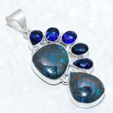 Chrysocolla, Sapphire Gemstone Handmade Silver Jewelry Pendant 2.3 PRJ12771"