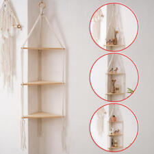 Boho Cotton Rope Woven Wood Shelf Wall Hanging Plant Floating Shelves Home Decor - Toronto - Canada