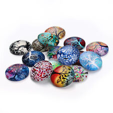 Flatback 10-25mm Round Photo Glass Cabochon Mixed Colorful Tree Cameo Jewelry