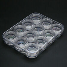 12pcs Storage Cups Clear Plastic Jewelry Bead Makeup Box Small Round Container