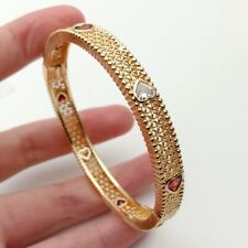 Multi Shape Cubic Zirconia Pave Net Gold plated bangle bracelet