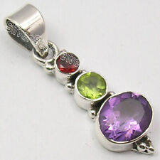 WOMENS SALES | 925 Sterling Silver Garnet, Peridot, Amethyst Pendant Jewelry