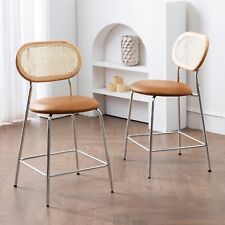 Faux Leather Rattan Counter Stool Set of 2,Rattan and Wood Backrest with Metal - Toronto - Canada