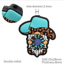 1 pc. Silicone Focal Bead, Beadable accessories Garden Gnome Cowboy Turquoise