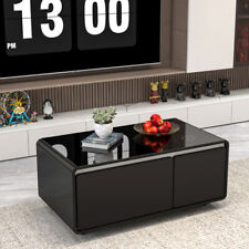 Modern Smart Coffee Table with Built-in Fridge, Wireless Charging, Power Socket - US