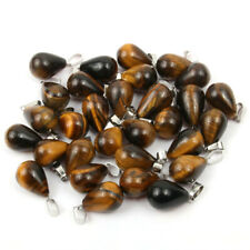 Wholesale 50pcs Natural Tiger Eye Stone Water Drop Pendants Beads Jewellery