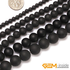 Natural Black Onyx Gemstone Matte Round Beads For Jewelry Making 15 4mm 6mm 8mm"