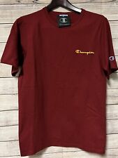 Champion Script Tee Embroidered Athletic Apparel Mens Medium Cherry Shirt