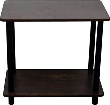 Coffee Table Black Wooden End Table for Couch 2-Tier Wooden Coffee Table